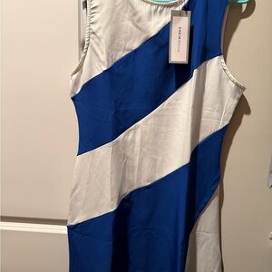 SHEIN Royal Blue & White Diagonal Stripe Dress